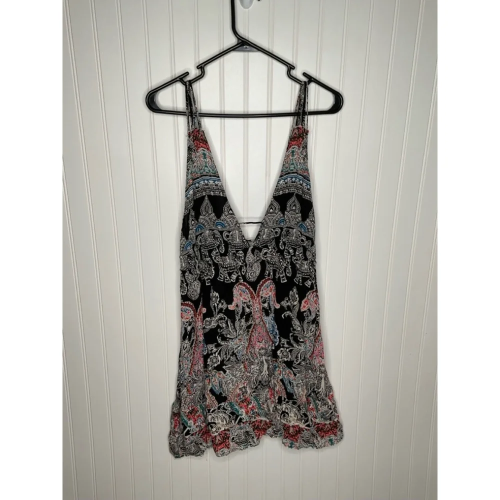 Women's Free People Me to You Printed Dress Size L Black Multicolor